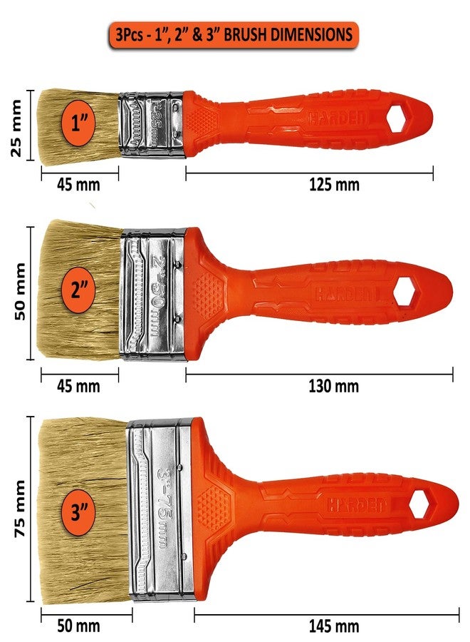 Harden 3Pcs Soft Bristles Wall Paint Brush Set (Set of 1, 2 and 3") 620110 - Image 2